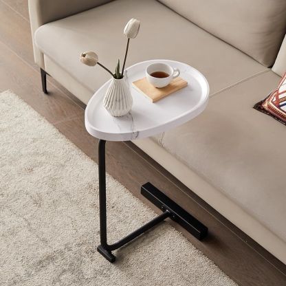 Nordic Water Drop Iron Side Table 1-Tier — Black / White