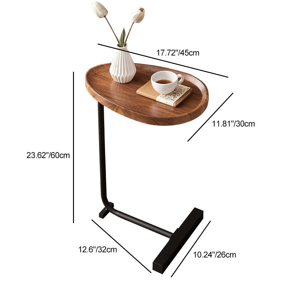 Nordic Water Drop Iron Side Table 1-Tier — Gold / Walnut Color
