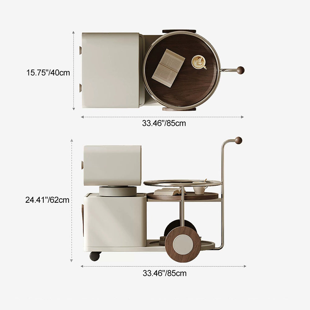 Creative rotatable robot walnut end & side tables