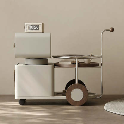 Contemporary Walnut Rotatable Robot Side Table