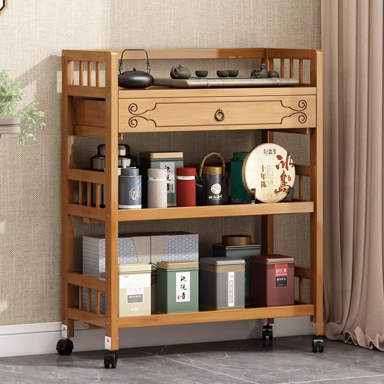 1-drawer bamboo wood end & side tables for living room