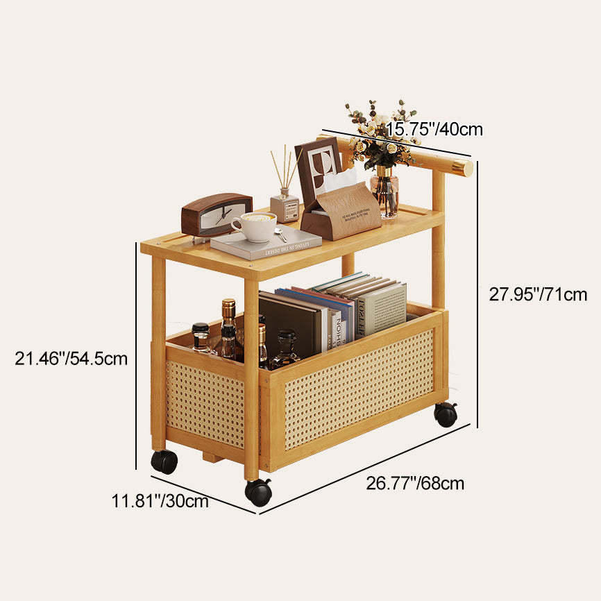 Bamboo Acrylic Rattan Side Table 2/3-Tier — 2 / Brown / Solid Wood Board