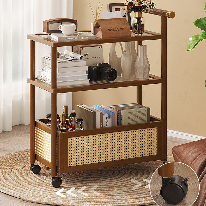 Bamboo Acrylic Rattan Side Table 2/3-Tier — 2 / Brown / Chang Hong Board