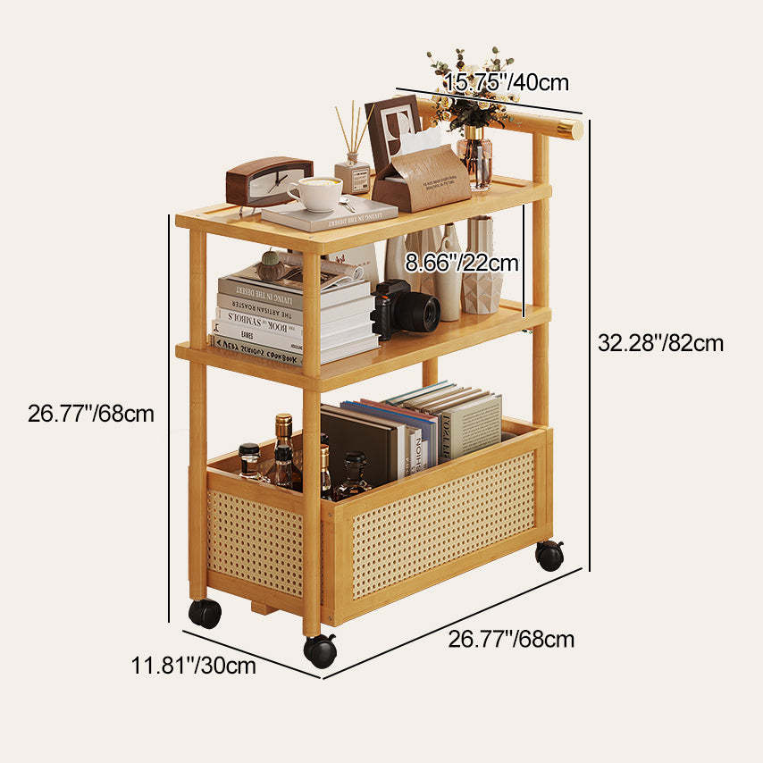Bamboo Acrylic Rattan Side Table 2/3-Tier — 3 / Wood Color / Chang Hong Board