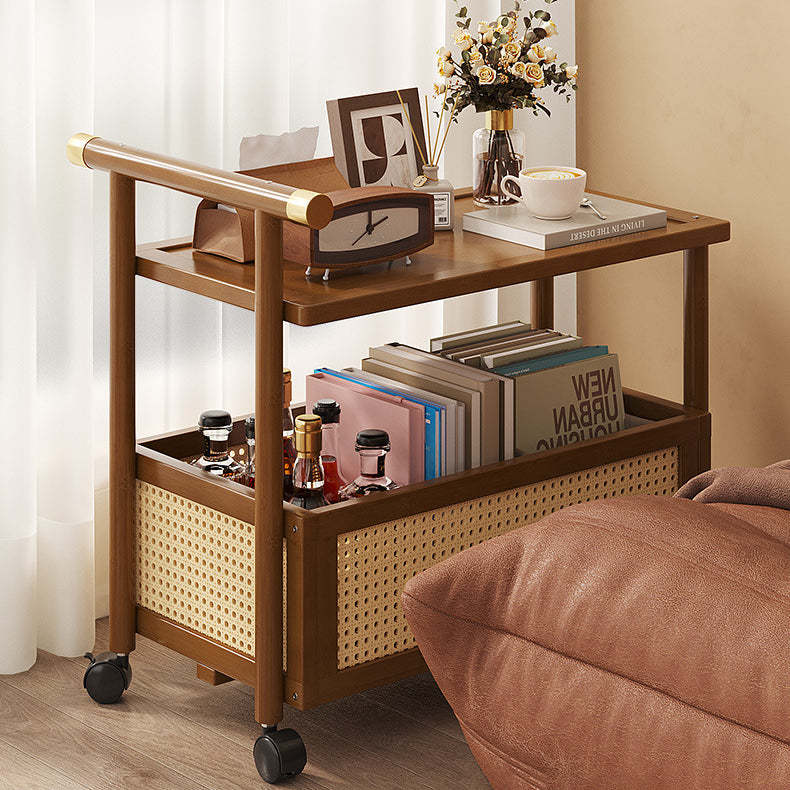 Bamboo Acrylic Rattan Side Table 2/3-Tier — 3 / Wood Color / Solid Wood Board