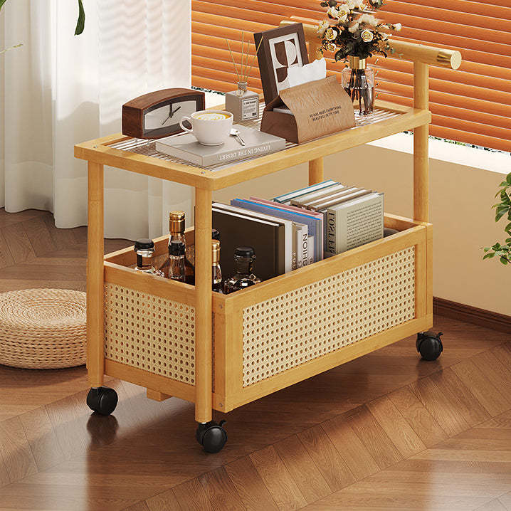Minimalist 3-tier end & side tables in bamboo — 2-Tier / Reeded Glass / Natural Wood
