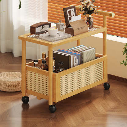 Bamboo Acrylic Rattan Side Table 2/3-Tier — 2 / Wood Color / Solid Wood Board