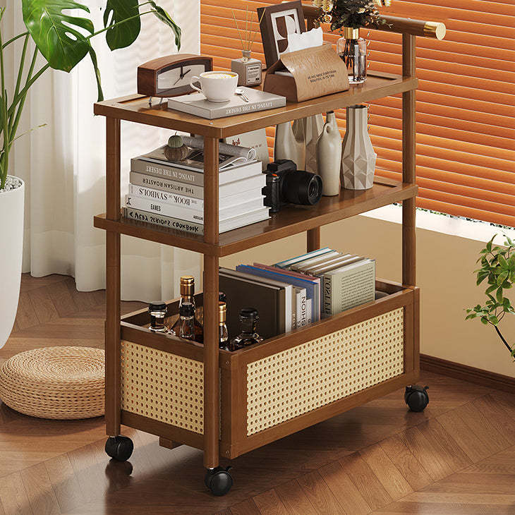 Wood bamboo acrylic rattan 3-tier end & side tables - minimalist