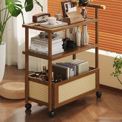 Bamboo Acrylic Rattan Side Table 2/3-Tier