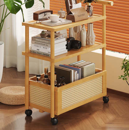 Bamboo Acrylic Rattan Side Table 2/3-Tier