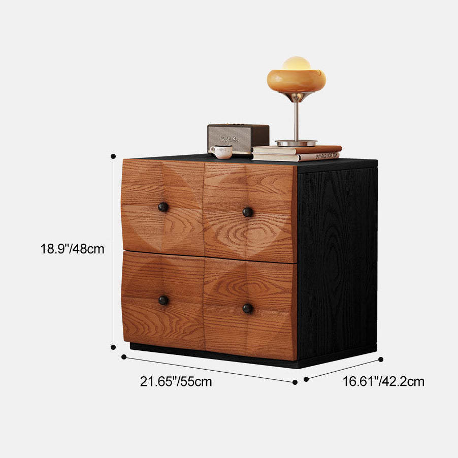 Retro Wood Storage Side Table 2-Drawer