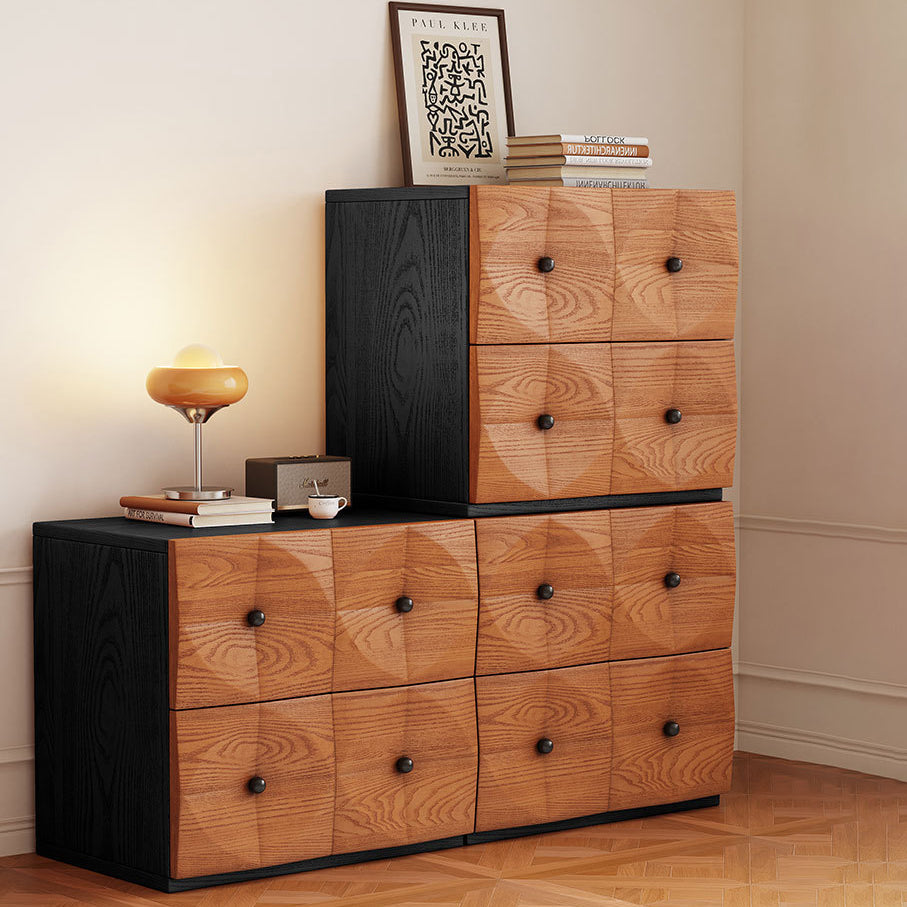 Retro Wood Storage Side Table 2-Drawer