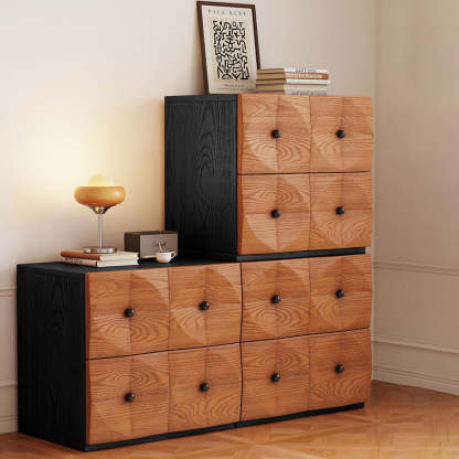 Retro Wood Storage Side Table 2-Drawer