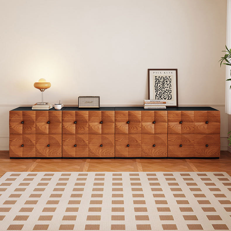 Retro Wood Storage Side Table 2-Drawer