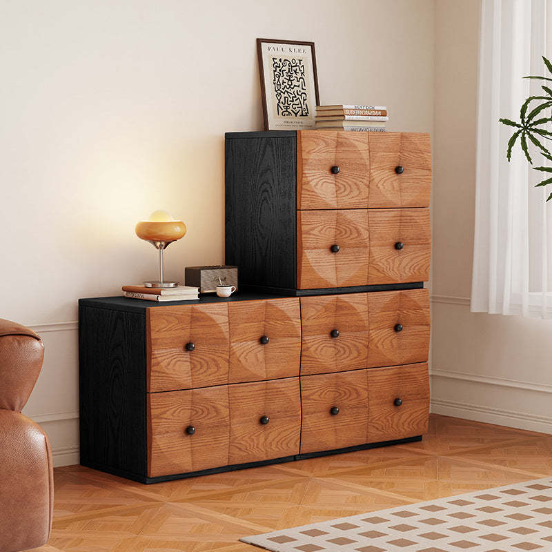 Retro Wood Storage Side Table 2-Drawer