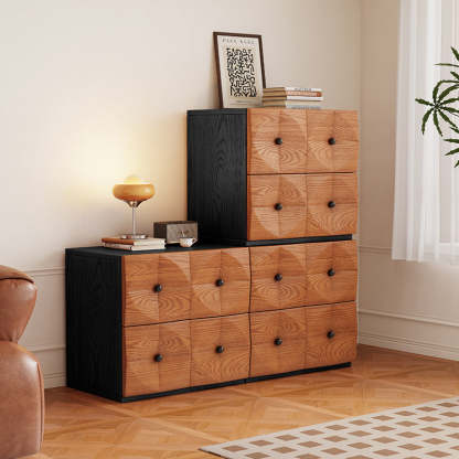 Retro Wood Storage Side Table 2-Drawer