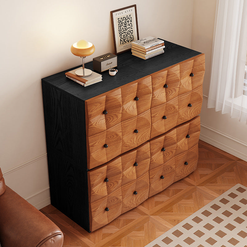 Retro Wood Storage Side Table 2-Drawer