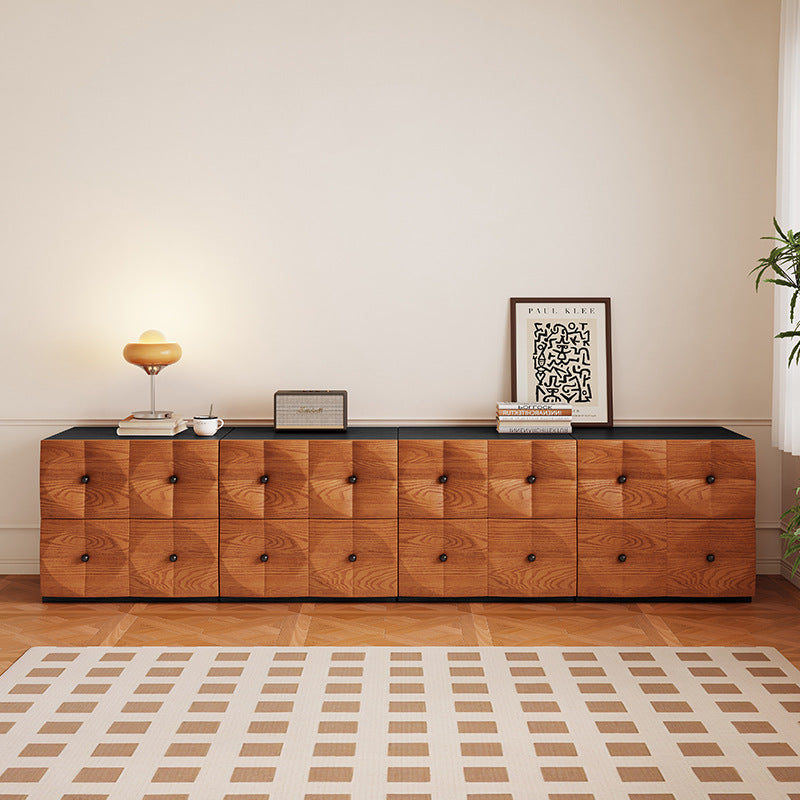 Retro Wood Storage Side Table 2-Drawer