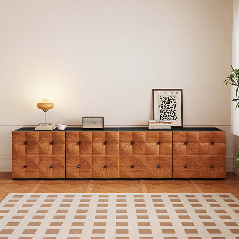 Retro Wood Storage Side Table 2-Drawer