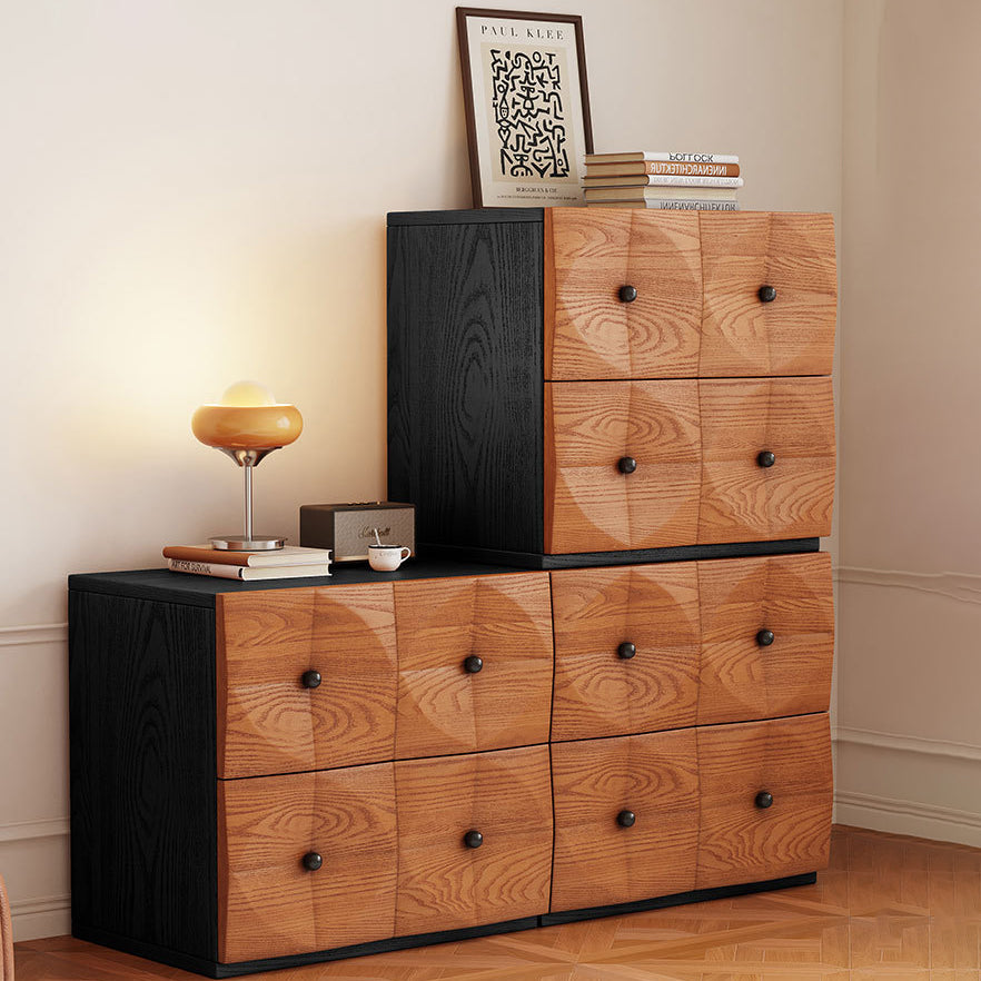 Retro Wood Storage Side Table 2-Drawer