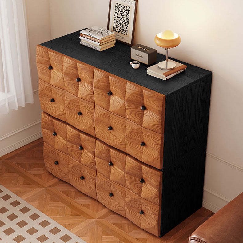 Retro Wood Storage Side Table 2-Drawer