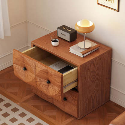 Retro Wood Storage Side Table 2-Drawer