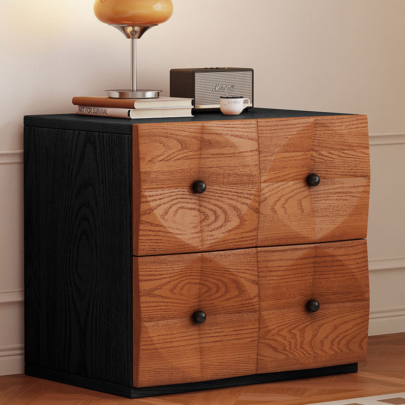 Retro Wood Storage Side Table 2-Drawer