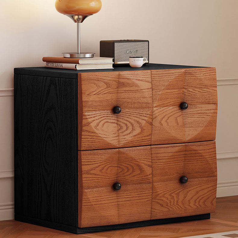 Retro Wood Storage Side Table 2-Drawer