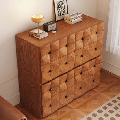 Retro Wood Storage Side Table 2-Drawer