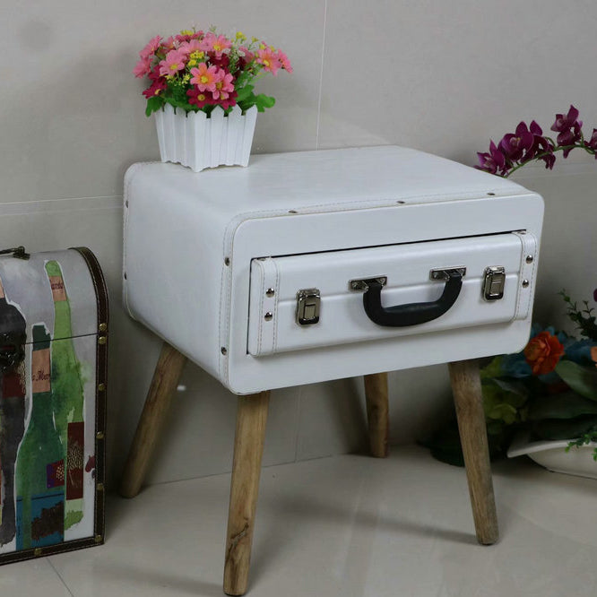 Vintage Engineered Leather Side Table 1-Drawer