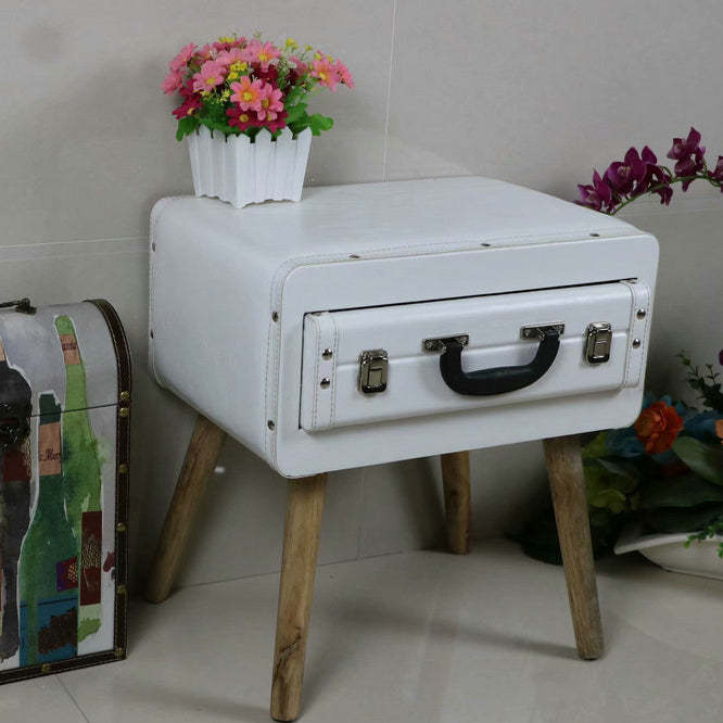 Vintage Engineered Leather Side Table 1-Drawer