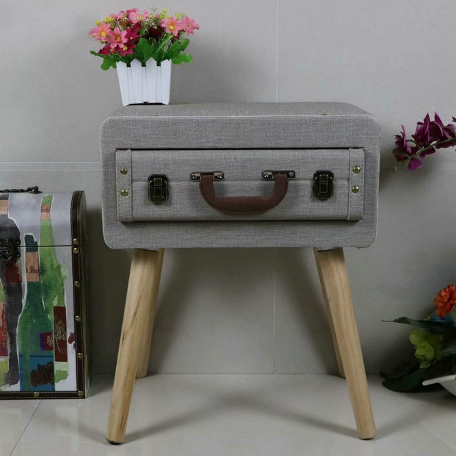 Vintage Engineered Leather Side Table 1-Drawer