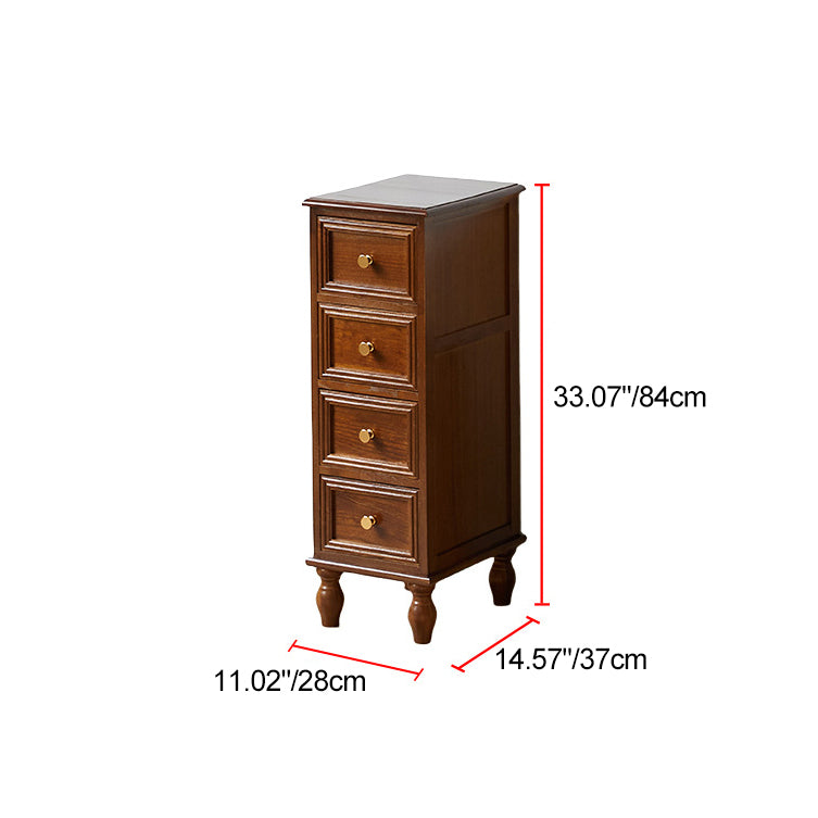Nordic Rubber Wood 4/5-Drawer Storage Cabinet Side Table — 5 / Walnut Color
