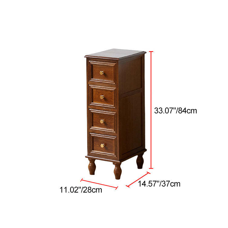 Nordic Rubber Wood 4/5-Drawer Storage Cabinet Side Table — 5 / Walnut Color