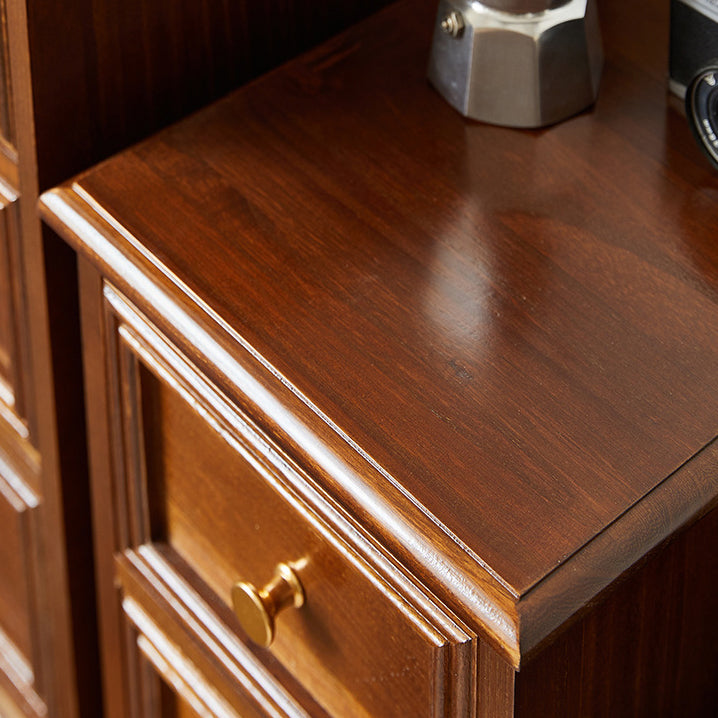 Nordic Rubber Wood 4/5-Drawer Storage Cabinet Side Table — 5 / Dark Walnut Color