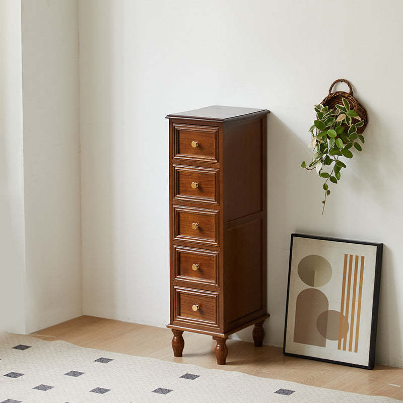 Lighom nordic storage 5-drawer wood end & side tables — Walnut