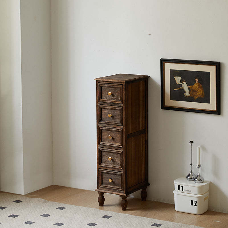 Nordic Rubber Wood 4/5-Drawer Storage Cabinet Side Table