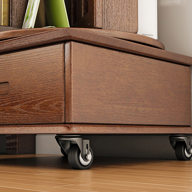 Contemporary Solid Wood Rotatable Bookshelf Round Nightstand