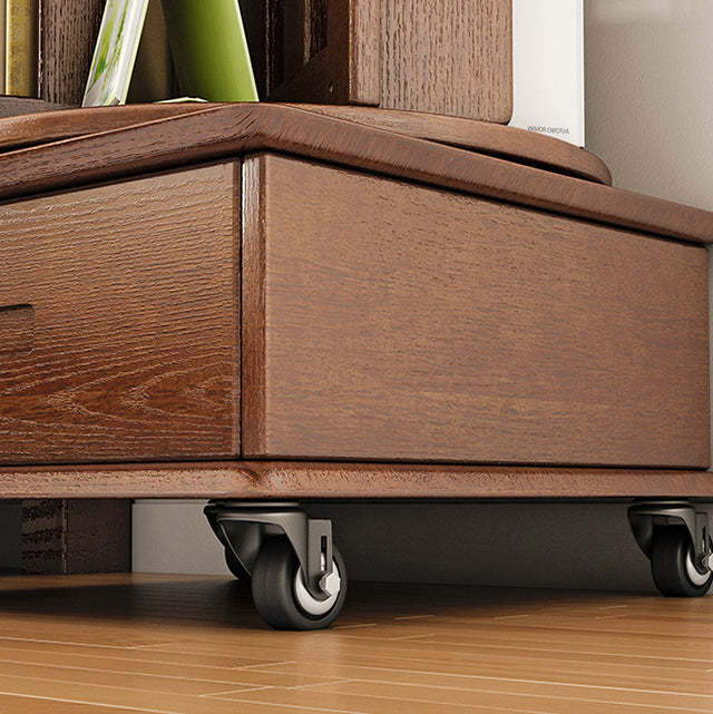 Contemporary Solid Wood Rotatable Bookshelf Round Nightstand