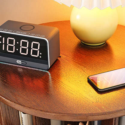 Contemporary Solid Wood Rotatable Bookshelf Round Nightstand
