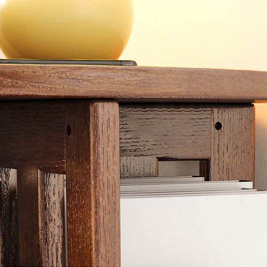 Contemporary Solid Wood Rotatable Bookshelf Round Nightstand