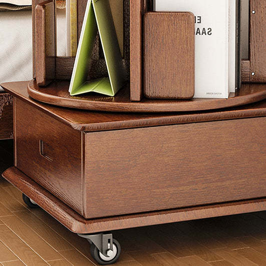 Contemporary Solid Wood Rotatable Bookshelf Round Nightstand