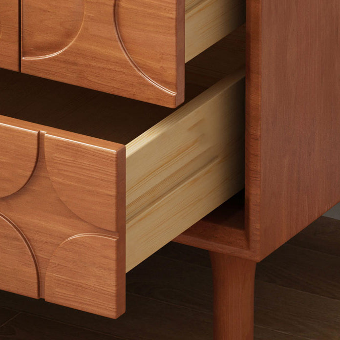 Retro Wood Rubberwood Nightstand 2-Drawer