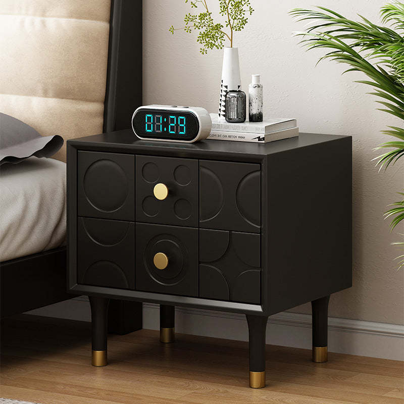 Retro rubberwood nightstands in wood metal
