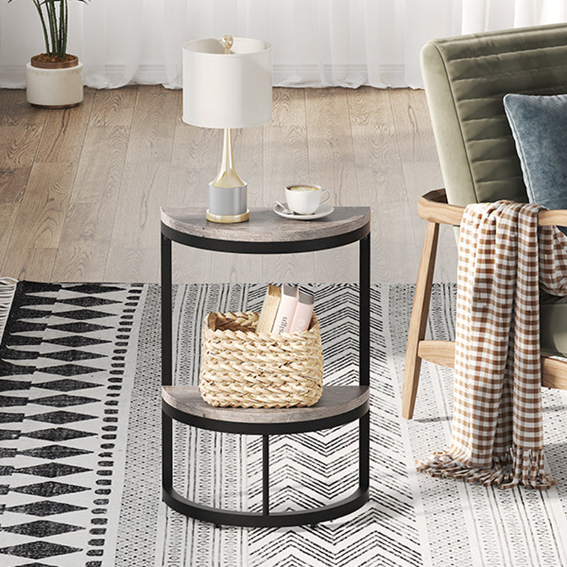 Nordic Semicircle Wood Iron 2-Tier End Table