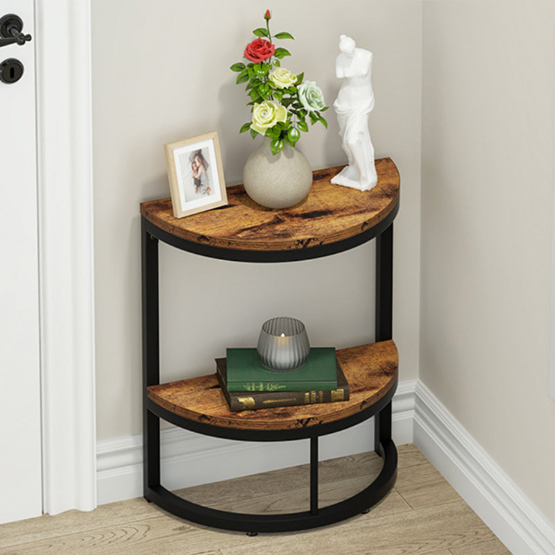 Nordic Semicircle Wood Iron 2-Tier End Table