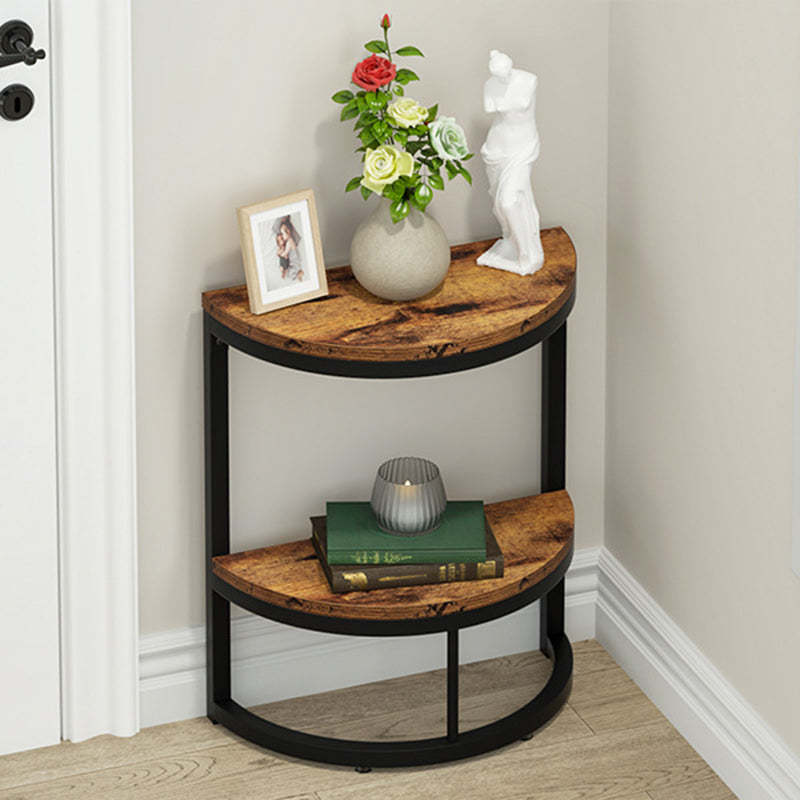 Nordic Semicircle Wood Iron 2-Tier End Table