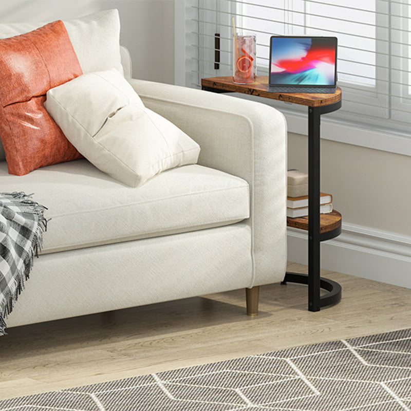 Nordic Semicircle Wood Iron 2-Tier End Table
