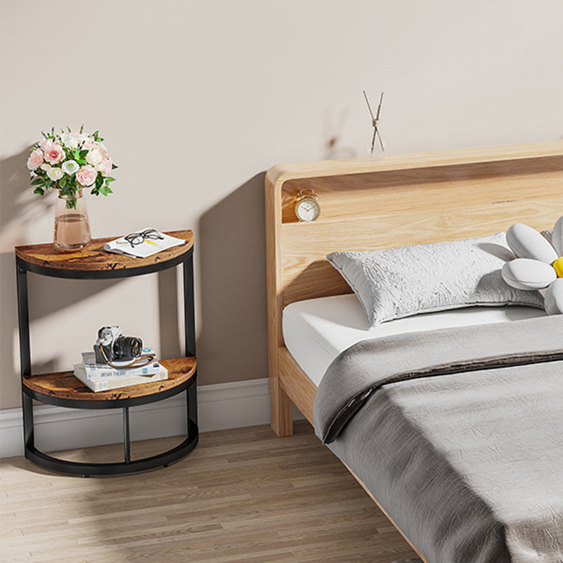 Nordic Semicircle Wood Iron 2-Tier End Table