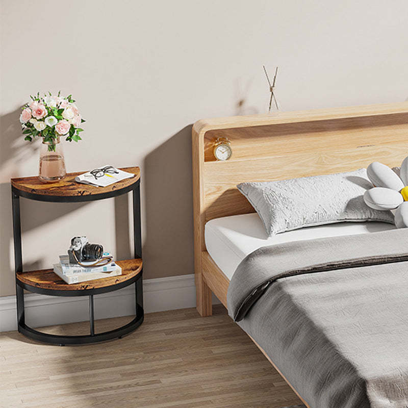 Nordic Semicircle Wood Iron 2-Tier End Table